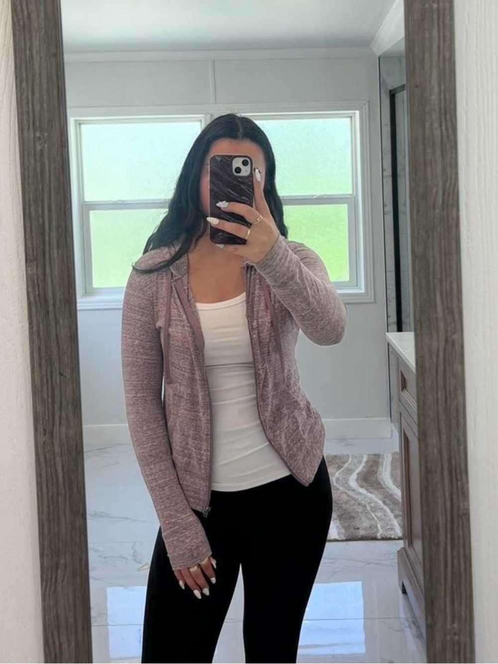 Aeropostale Women's Dusty Rose Zip Hoodie Cardigan
